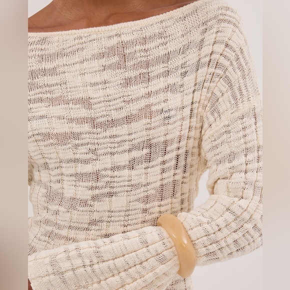 DISSH Cream Knit Maxi Dress. NWT. All Cotton. Left Side Slit. Fits as US8 - Picture 2 of 10